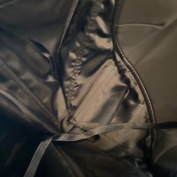 NWT BCBGMAXAZRIA Black Strapless Formal Ruched with Cascading Ruffles Down Side - Picture 7 of 12